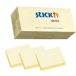 Līmlapiņas StickN 21530, 38x51mm, 100lapas, 12gab, gaiši dzeltenas