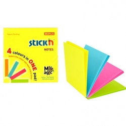 Līmlapiņas StickN Magic pads 21571, 76x76mm, 100 lapas, 4x25gab, 4 neona krāsu asorti