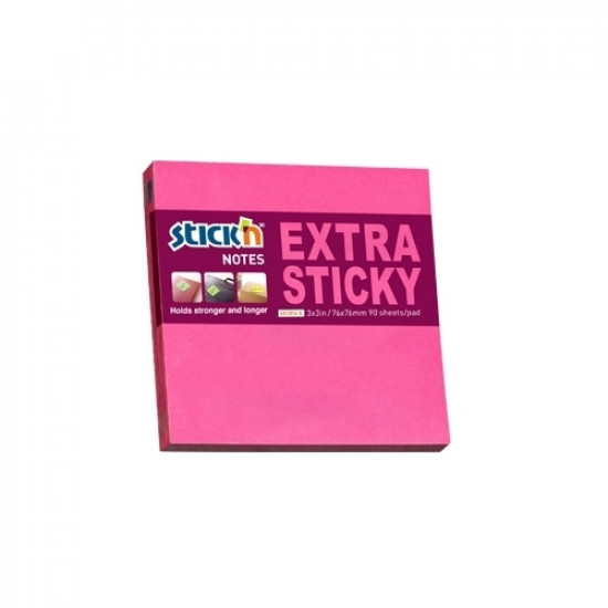 Līmlapiņas StickN 21671 Extra sticky 76x76mm, 90 lapas, neona rozā
