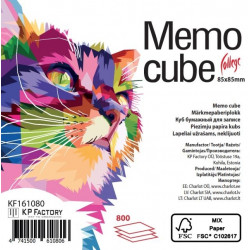 Memo cube KPF COLLEGE 85x85/800 sheets, colored, loose sheets