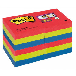 Клейкие листки 3M Post-it Супер липкие  51x51мм/ 12x90 листов/ Bora Bora 3 цвета