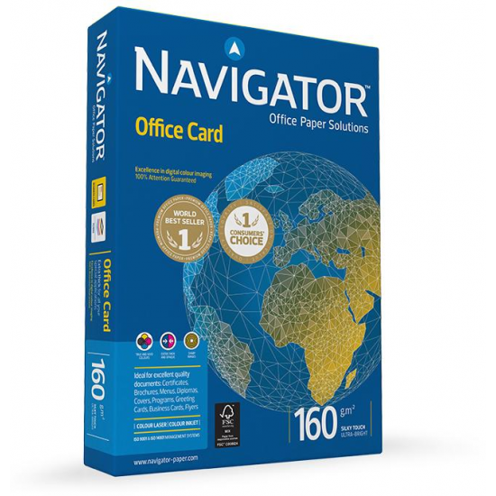 Papīrs Navigator Office Card A4, 160g/m², 250lpp/iep
