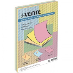 *Krāsains papīrs deVente A4, 80g/m², 100 loksnes, 5 krāsas, pasteļkrāsas