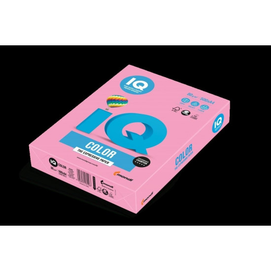 Krāsains papīrs IQ A4, 80g/m², 500 loksnes, PI25, Pink