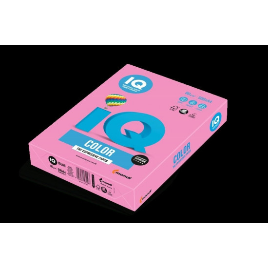 Бумага для офисной техники IQ, цветная A4/80г/500л, №NEOPI. Цвет - неоново-розовый