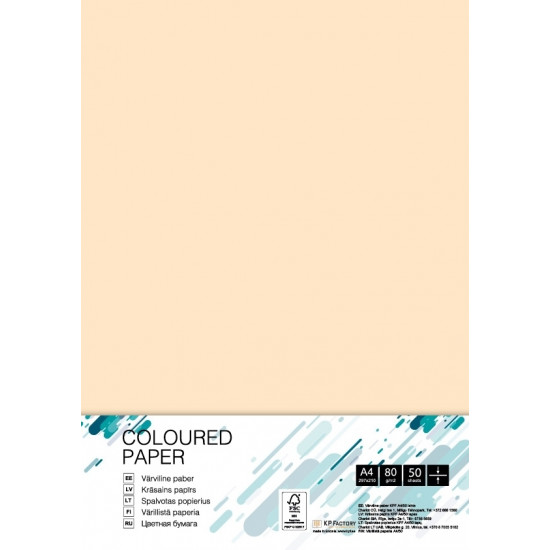 Krāsains papīrs College A4, 80g/m², 50 loksnes, Cream CR20