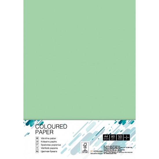 Krāsains papīrs College A4, 80g/m², 50 loksnes, Medium Green MG28