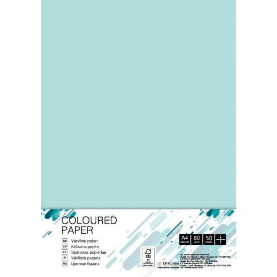 Krāsains papīrs College A4, 80g/m², 50 loksnes, Blue BL29