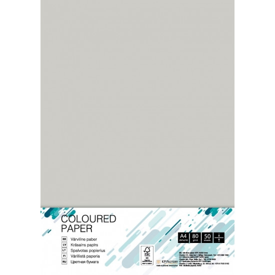Krāsains papīrs College A4, 80g/m², 50 loksnes, Oyster Grey OG52
