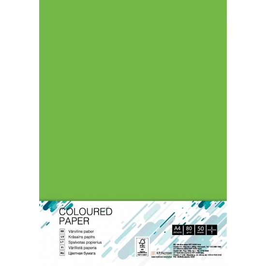 Krāsains papīrs College A4, 80g/m², 50 loksnes, Spring Green MA42
