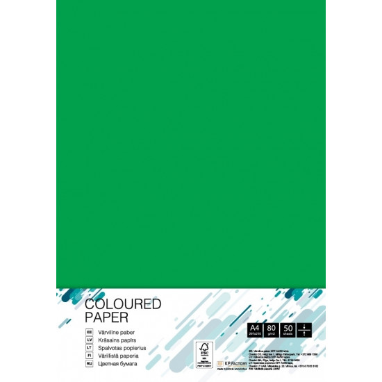 Krāsains papīrs College A4, 80g/m², 50 loksnes, DG47 tumši zaļš