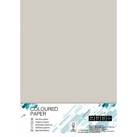 Бумага для офисной техники College, цветная A4/80г/50л, GR21. Цвет - серый
