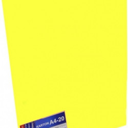 Krāsains kartons Kreska A4, 170g/m², 20 loksnes, Lemon yellow