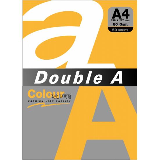 *Krāsains papīrs Double A, A4, 80g/m², 50 loksnes, Light orange