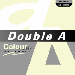 Цветная бумага Double A A4, 80g, 50 листов, светло желтая