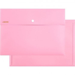 Папка-конверт на кнопке "deVENTE. Pastel" A4 (320x230 мм), 350 мкм, фактура "песок" внешний карман 180 мм, индивидуальная маркировка, непрозрачный розовый