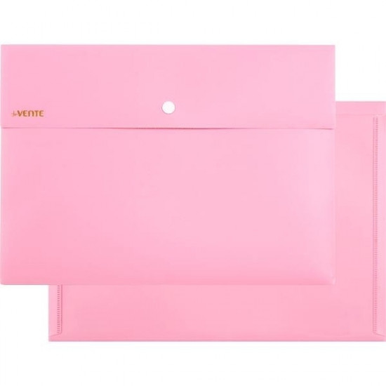 Папка-конверт на кнопке "deVENTE. Pastel" A4 (320x230 мм), 350 мкм, фактура "песок" внешний карман 180 мм, индивидуальная маркировка, непрозрачный розовый