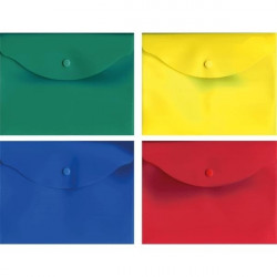 Папка-конверт на кнопке "deVENTE" A5+ (190x240 мм), 180 мкм, непрозрачная ассорти (красная, синяя, зеленая, желтая) ( Код ТН ВЭД 3926100000)