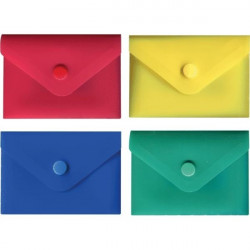 Папка-конверт на кнопке "deVENTE" A7 (105x74 мм), 180 мкм, непрозрачная ассорти (красная, синяя, зеленая, желтая) ( Код ТН ВЭД 3926100000)