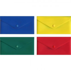Папка-конверт на кнопке "deVENTE" C6 (224x119 мм), 180 мкм, непрозрачная ассорти (красная, синяя, зеленая, желтая) ( Код ТН ВЭД 3926100000)