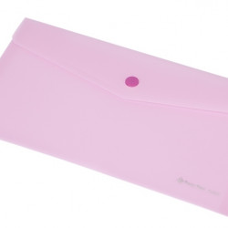 Папка-конверт/кнопкой DL (135*250) прозрачн. розовая