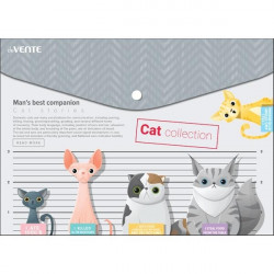 Папка-конверт на кнопке "deVENTE. Cat Collection" A4 (330x235 мм), 150 мкм, непрозрачная с рисунком, индивидуальная маркировка