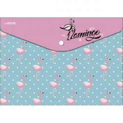 Папка-конверт на кнопке "deVENTE. Flamingo" A4 (330x235 мм), 150 мкм, непрозрачная с рисунком, индивидуальная маркировка