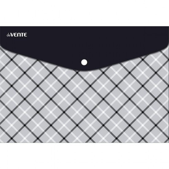 Папка-конверт на кнопке "deVENTE. Gray Square" A5 (240x170 мм), 150 мкм, непрозрачная с рисунком, индивидуальная маркировка