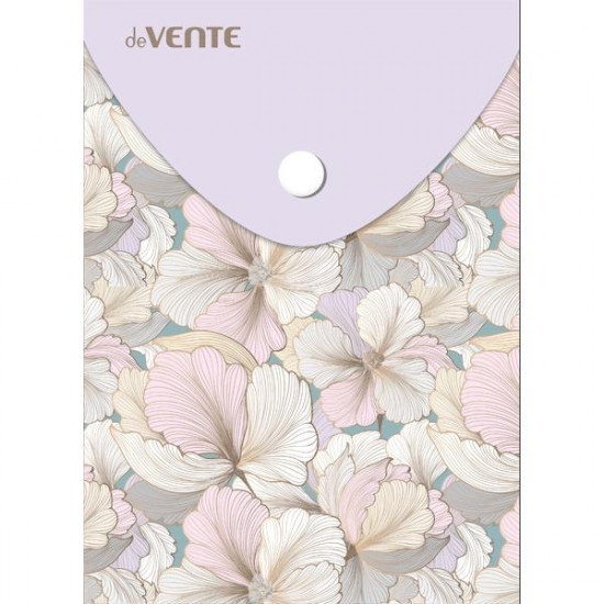 Папка-конверт на кнопке "deVENTE. Pastel flowers" A6- (114x158 мм), 150 мкм, вертикальная, непрозрачная с рисунком, индивидуальная маркировка