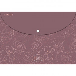 Папка-конверт на кнопке "deVENTE. Gold rose. Flowers" A4 (330x235 мм), 150 мкм, непрозрачная с рисунком, с полукруглым клапаном, индивидуальная маркировка