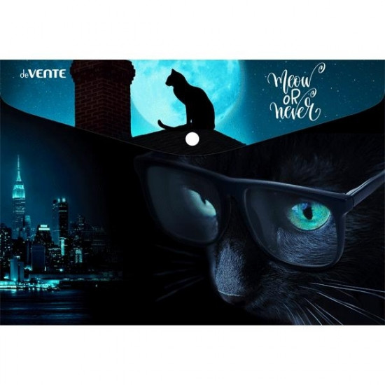 Папка-конверт на кнопке "deVENTE. Night City Cat" A5 (240x170 мм) 150 мкм, непрозрачная с рисунком, индивидуальная маркировка