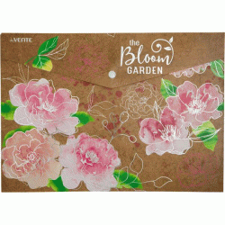 *Mape-aploksne ar pogu deVente, Bloom Garden A4, 0.18mic, ziedi rozā toņos