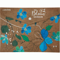 *Mape-aploksne ar pogu deVente, Bloom Garden A5, 180mic, ziedi zilos toņos