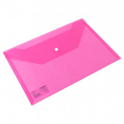 Mape-aploksne ar pogu Deli 10442, A4, caurspīdīga, rozā