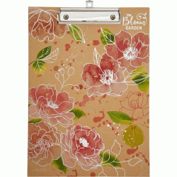 Planšete deVente Bloom Garden, A4, kraft kartona, 2mm, ziedi sarkanos toņos