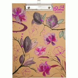 *Planšete deVente Bloom Garden, A4, kraft kartona, 2mm, ziedi violetos toņos