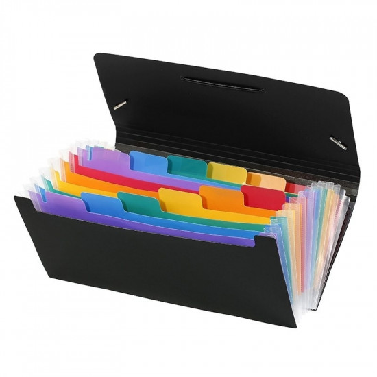 Mape-kartotēka Viquel Rainbow 26x13.5mm, ar gumiju, 12 nodalījumi, melna
