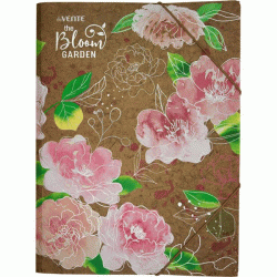 *Mape ar gumiju deVente, Bloom Garden A4, 400mic, plastikāta, ziedi rozā krāsā