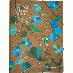 *Mape ar gumiju deVente, Bloom Garden, A4, 400mic, ziedi zilos toņos