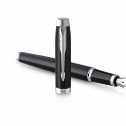 Tintes pildspalva Parker IM Essential Black CT Fine, matēts melns/sudraba korpuss