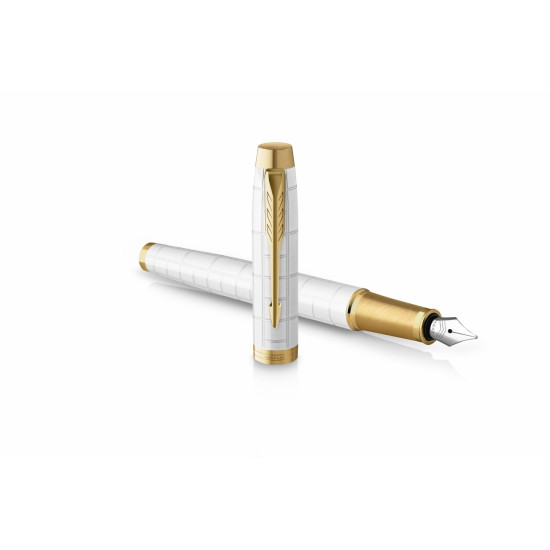 Tintes pildspalva Parker IM Premium Perl GT Fine, zeltīts/balts korpuss