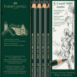 Zīmuļu komplekts Faber-Castell 9000 Jumbo HB-8B, 5gab, metāla kārbā