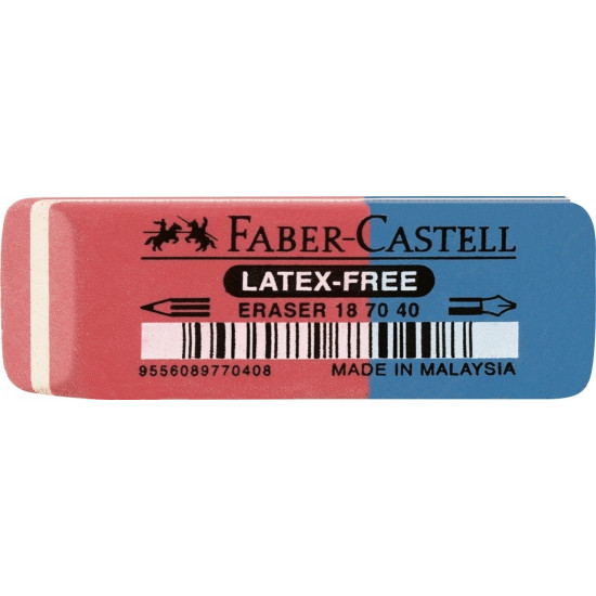Dzēšgumija Faber-Castell 7070-40, sarkana/zila