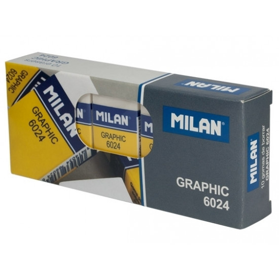 Dzēšgumija Milan 6024 Graphic, 23x50x10mm, balta