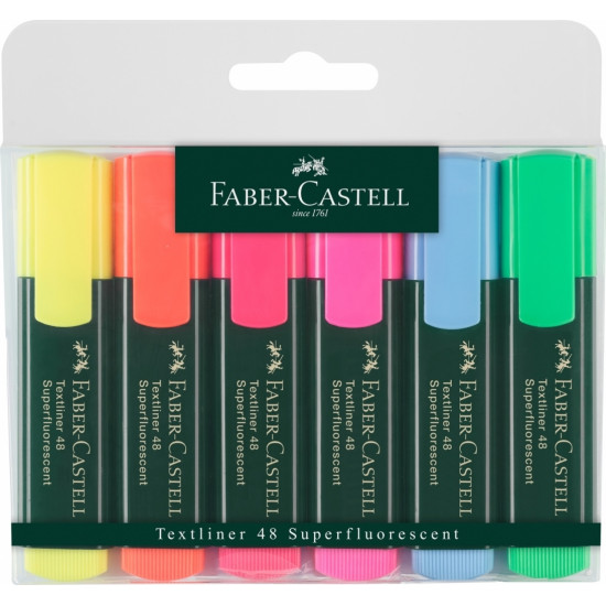 Teksta marķieru komplekts Faber-Castell 1-5mm, nošķelts, 6 krāsas