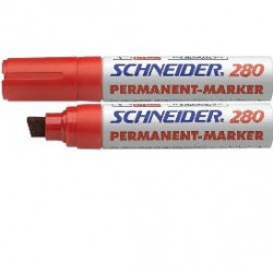 Перманентный маркер Schneider 280 4-12мм со скошенным наконечником, красный