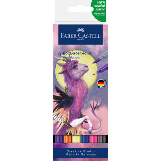 Akvareļu marķieri Faber-Castell Goldfaber Aqua, divpusēji, 6 krāsas, Fantasy