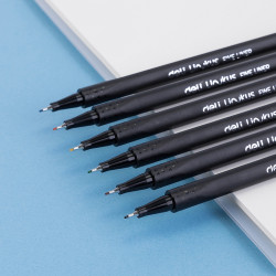 Flomāstertipa pildspalvu komplekts Deli 0.45mm, trīsšķautņu, 12krāsas
