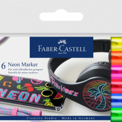 Flomāsteri Faber-Castell Neon 1.5mm, dekorēšanai, 6 krāsas