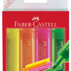 Teksta marķieru komplekts Faber-Castell Superflourescent 1-5mm, nošķelti, 4 krāsas
